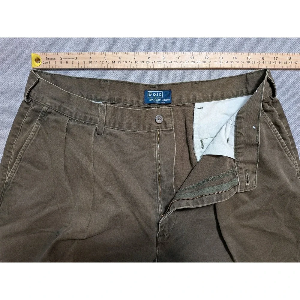 Polo Ralph Lauren Chino Mens Pants olive green 36x34 USA VTG Twill Relaxed